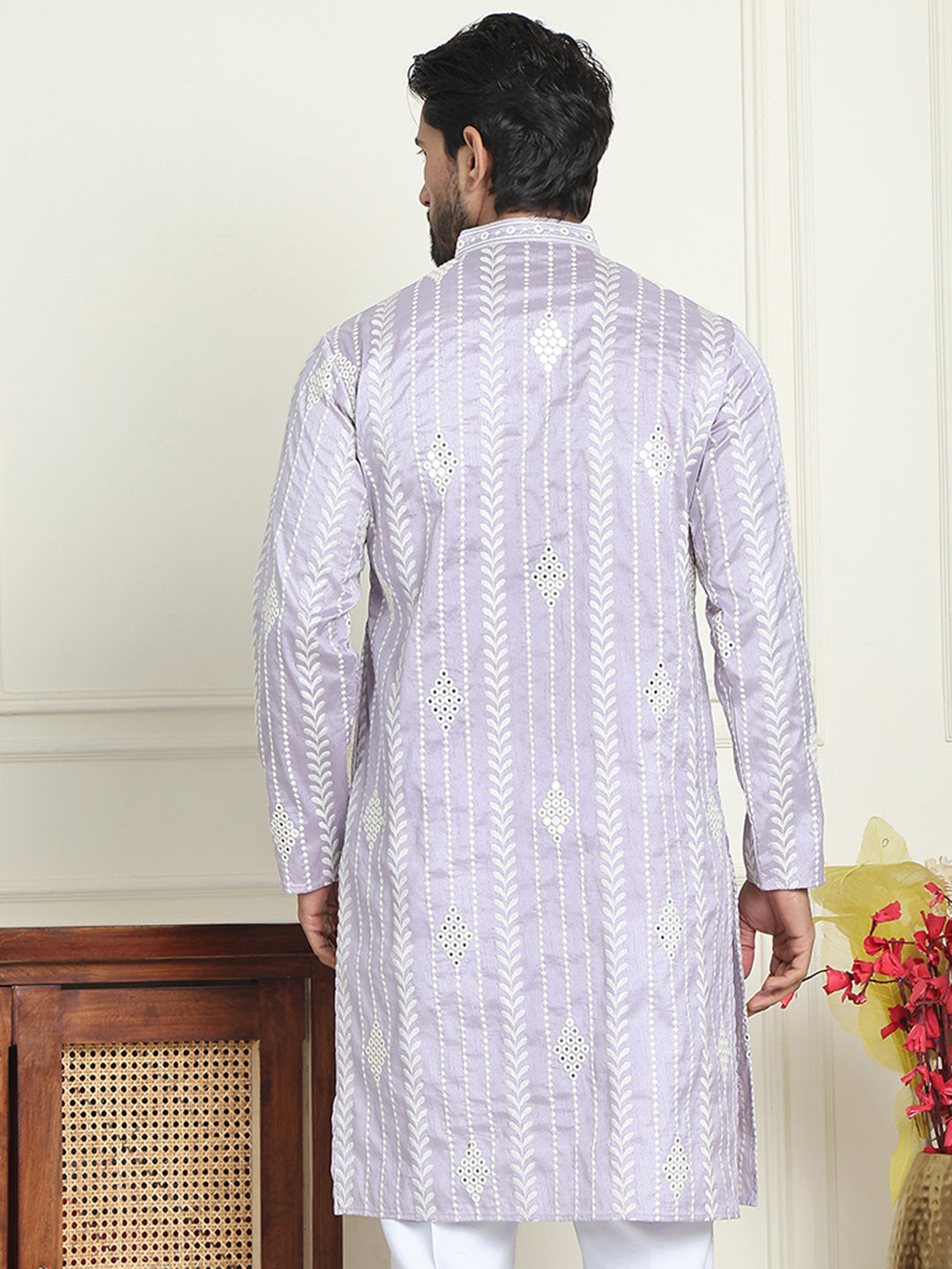 DesiQlo Men Embroidered Kurta Only - Purple - KO_5199lavender_S