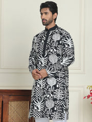 Embroidered Silk Blend Kurtas ( KO 5201 Black ) [FF] [P-1-4]