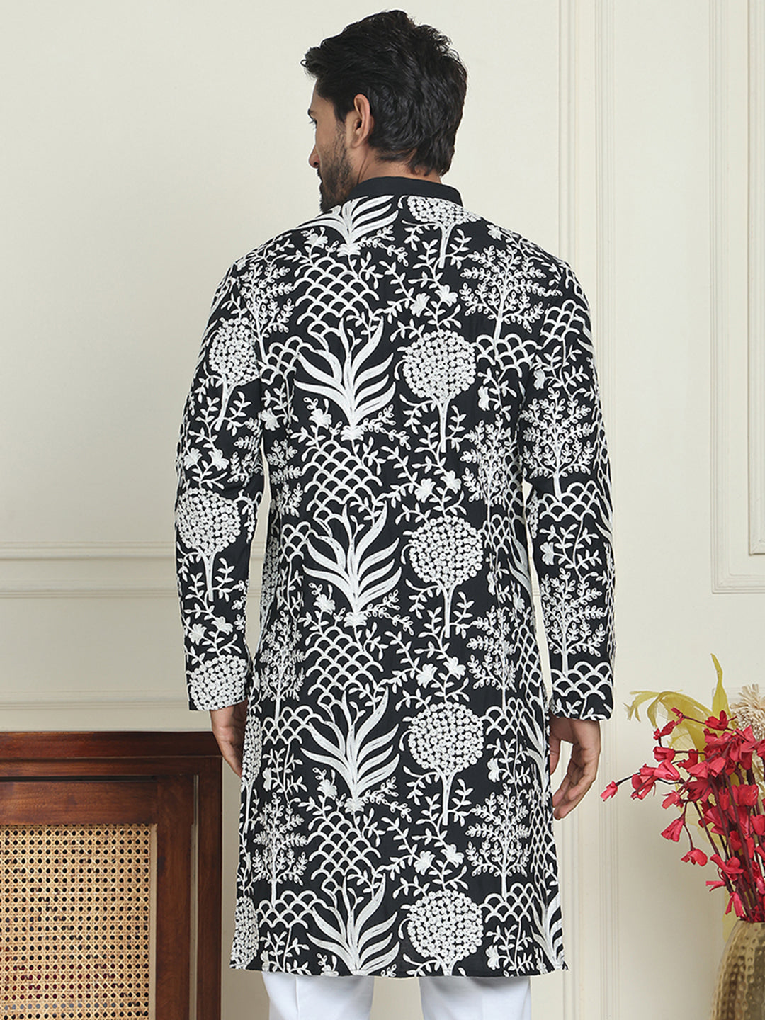 DesiQlo Men Embroidered Kurta Only - Black - KO_5201Black_S
