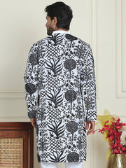 Embroidered Silk Blend Kurtas ( KO 5201 White ) [FF] [P-1-4]