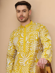 Embroidered Silk Blend Kurtas ( KO 5201 Yellow ) [FF] [P-1-4]