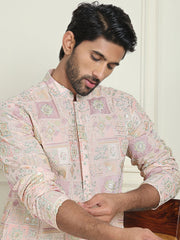 Embroidered Straight Kurtas For Men ( KO 5202 Peach ) [FF] [J-4]