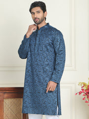 Embroidered & Sequins Straight Kurtas ( KO 5205 Peacock ) [FF] [O-8]