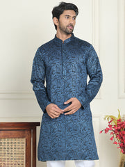 Embroidered & Sequins Straight Kurtas ( KO 5205 Peacock ) [FF] [O-8]