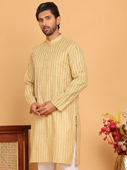 Men's Cotton Striped Kurtas ( KO 5207 Beige ) [FF] [R-2-3]
