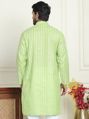 Men's Cotton Striped Kurtas ( KO 5207 Green ) [FF] [R-2-3]