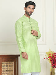 Men's Cotton Striped Kurtas ( KO 5207 Green ) [FF] [R-2-3]