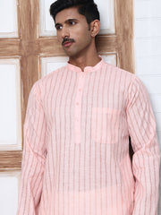 Men's Cotton Striped Kurta ( KO 5207 Peach ) [FF] [R-2-3]