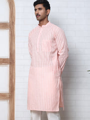 Men's Cotton Striped Kurta ( KO 5207 Peach ) [FF] [R-2-3]