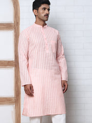 Men's Cotton Striped Kurta ( KO 5207 Peach ) [FF] [R-2-3]
