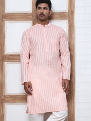 Men's Cotton Striped Kurta ( KO 5207 Peach ) [FF] [R-2-3]