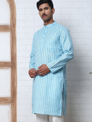 Men's Cotton Striped Kurta ( KO 5207 Sky ) [FF] [R-2-3]