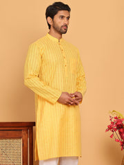 Men's Cotton Striped Kurtas ( KO 5207 Yellow ) [FF] [R-2-3]