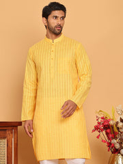 Men's Cotton Striped Kurtas ( KO 5207 Yellow ) [FF] [R-2-3]