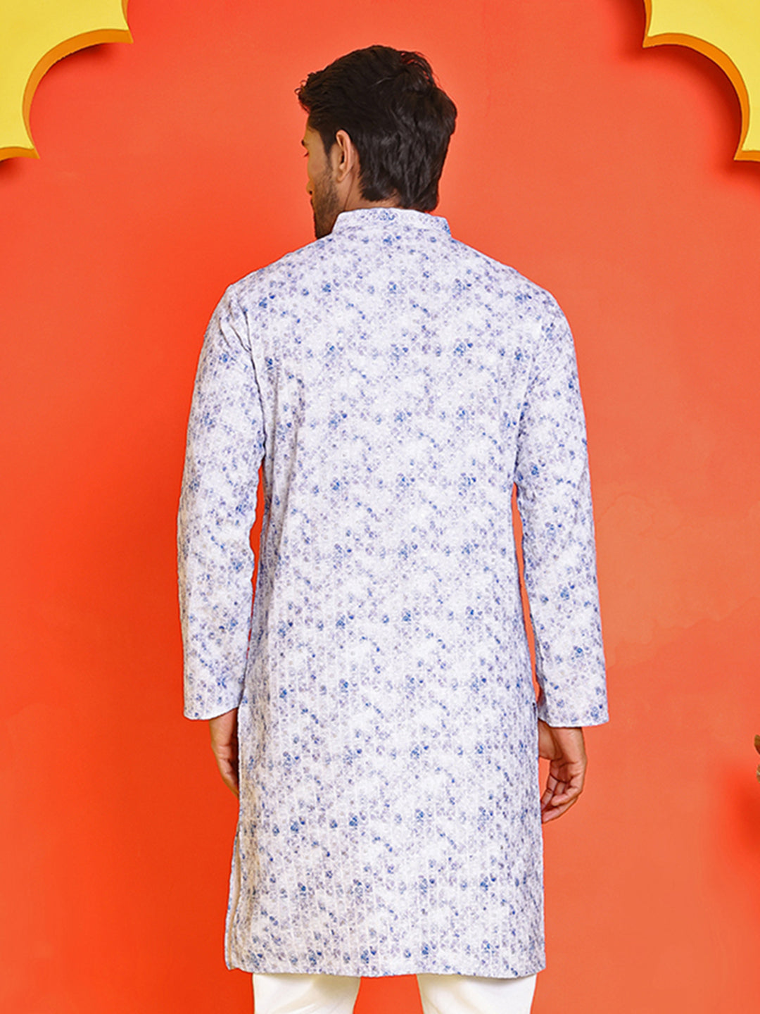 DesiQlo Men Embroidered Kurta Only - Blue - KO_5208Blue_S