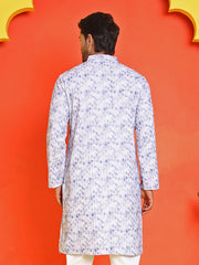 Sequin Embroidered Pure Cotton Kurtas ( KO 5208 Blue ) [FF] [I-1-4]