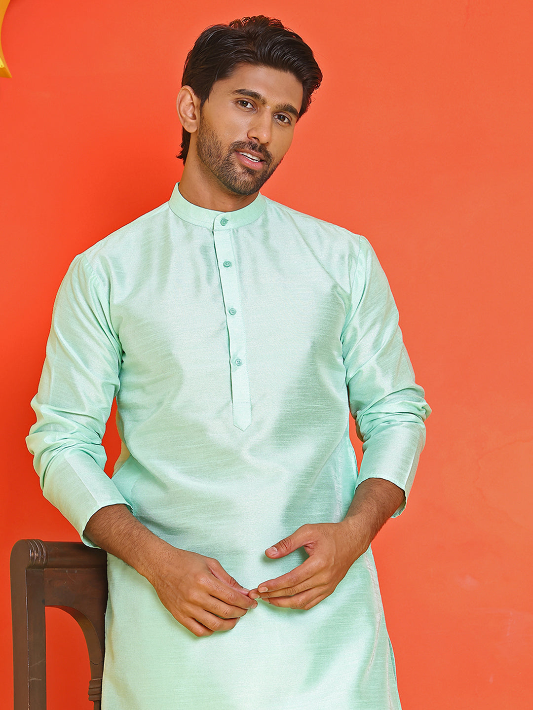 DesiQlo Men Solid Kurta Only - Green - KO_5209Green_S