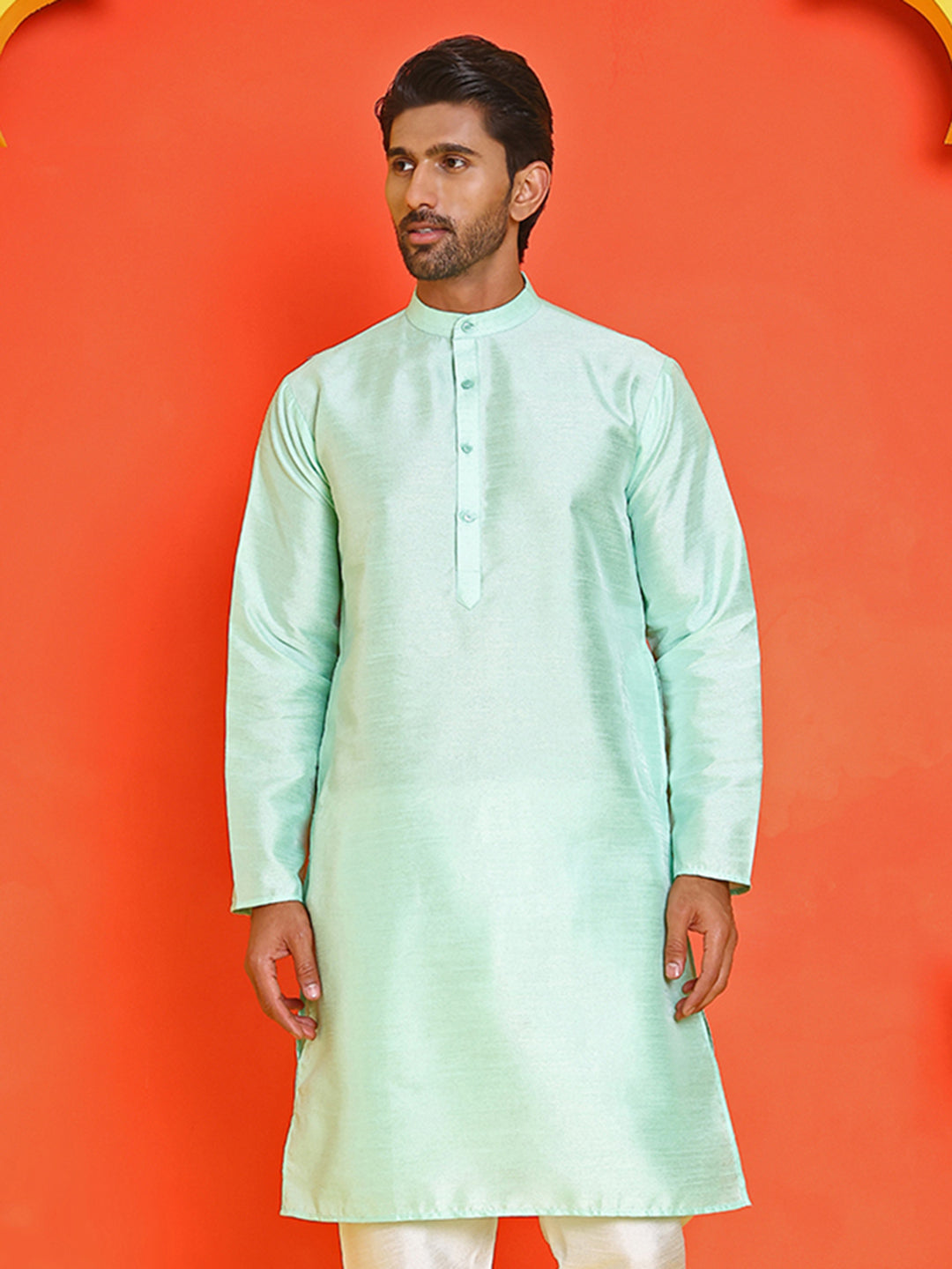 DesiQlo Men Solid Kurta Only - Green - KO_5209Green_S