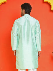 Solid Dupion Silk Kurtas for Men ( KO 5209 Green ) [FF] [(636) BASEMENT]