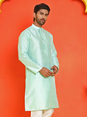 Solid Dupion Silk Kurtas for Men ( KO 5209 Green ) [FF] [(636) BASEMENT]