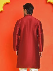 Solid Dupion Silk Kurtas for Men ( KO 5209 Maroon ) [FF] [(636) BASEMENT]