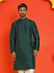 Solid Dupion Silk Kurtas for Men ( KO 5209 Olive ) [FF] [(636) BASEMENT]