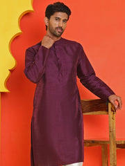 Solid Dupion Silk Kurtas for Men ( KO 5209 Purple ) [FF] [(636) BASEMENT]