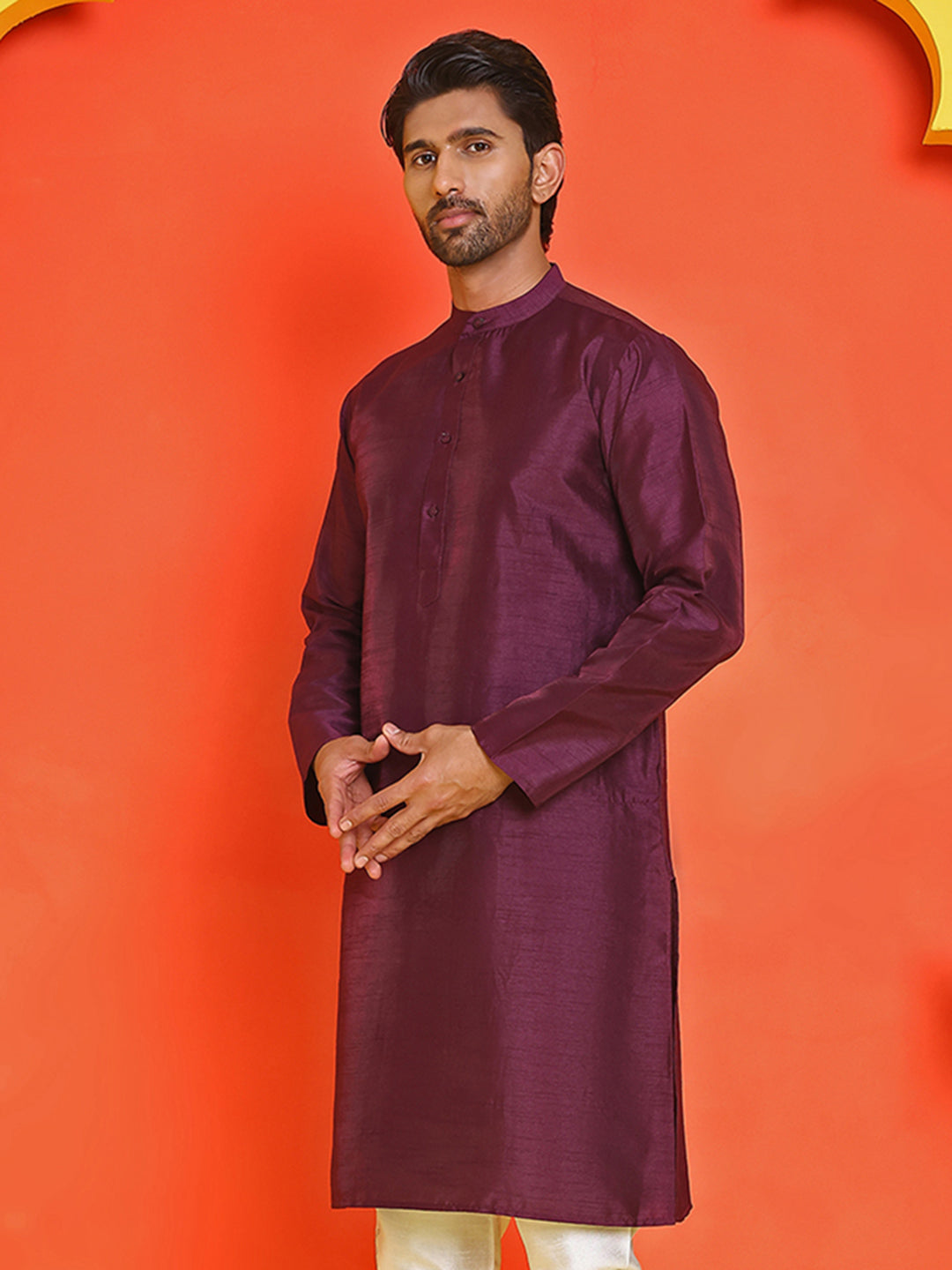 DesiQlo Men Solid Kurta Only - Purple - KO_5209Purple_S