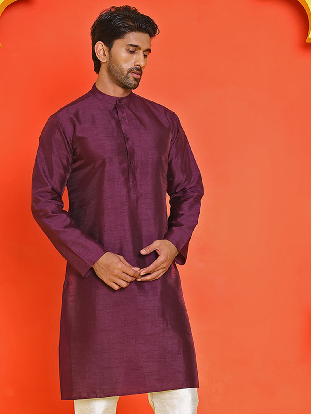 DesiQlo Men Solid Kurta Only - Purple - KO_5209Purple_S