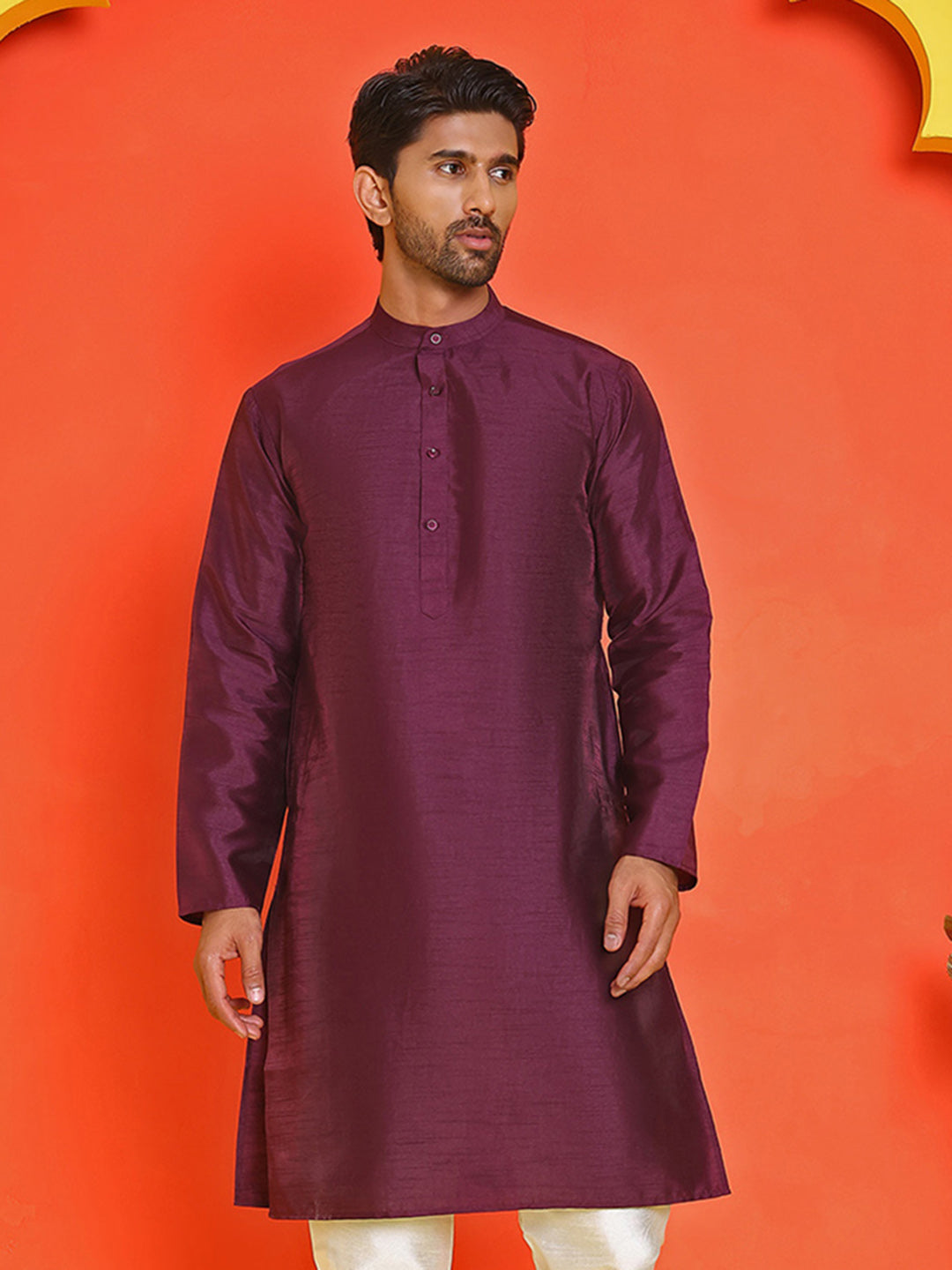 DesiQlo Men Solid Kurta Only - Purple - KO_5209Purple_S