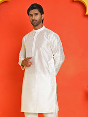Solid Dupion Silk Kurtas for Men ( KO 5209 White ) [FF] [(636) BASEMENT]