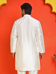 Solid Dupion Silk Kurtas for Men ( KO 5209 White ) [FF] [(636) BASEMENT]