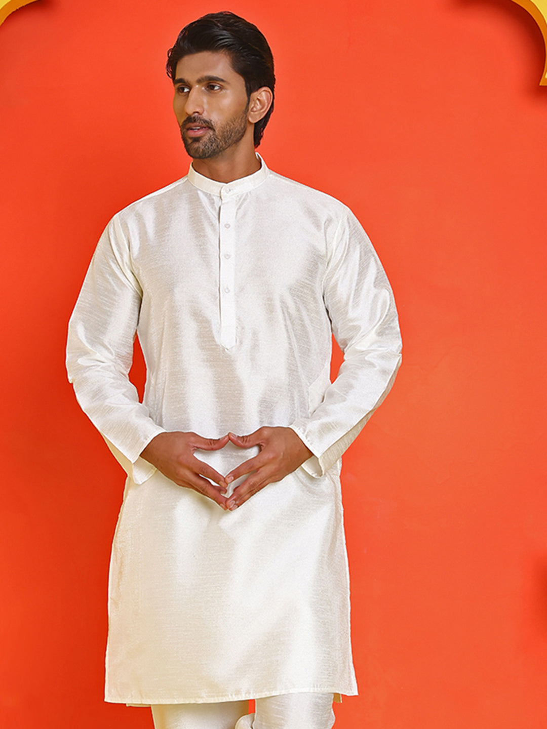 DesiQlo Men Solid Kurta Only - White - KO_5209White_S