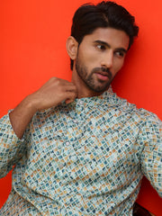 Men's Green Printed Kurtas ( KO 5210 Green ) [FF] [J-2]