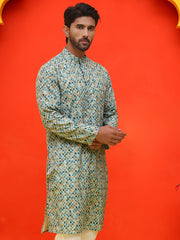 Men's Green Printed Kurtas ( KO 5210 Green ) [FF] [J-2]