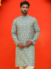 Men's Green Printed Kurtas ( KO 5210 Green ) [FF] [J-2]