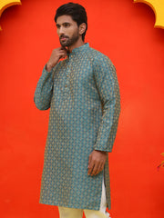 Jacquard Silk Straight Kurtas ( KO 5211 Blue ) [FF] [K-4]