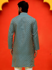 Jacquard Silk Straight Kurtas ( KO 5211 Blue ) [FF] [K-4]