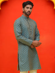 Jacquard Silk Straight Kurtas ( KO 5211 Blue ) [FF] [K-4]