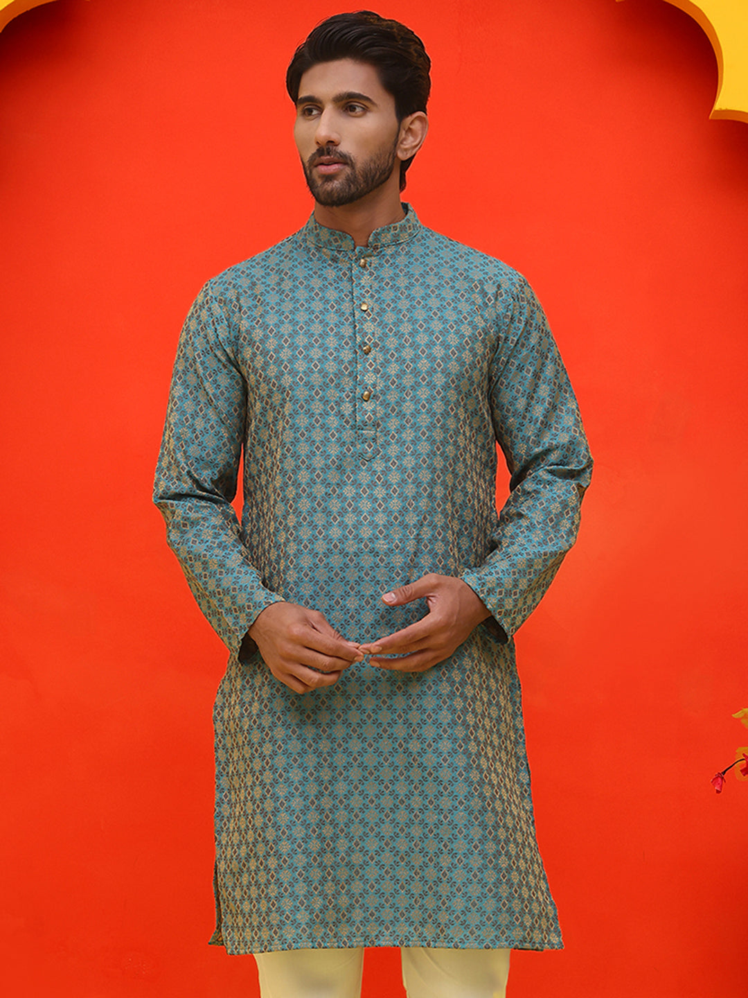 DesiQlo Men Woven Design Kurta Only - Blue - KO_5211Blue_S