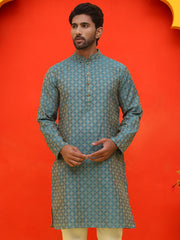 Jacquard Silk Straight Kurtas ( KO 5211 Blue ) [FF] [K-4]