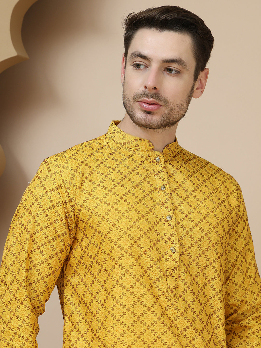 DesiQlo Men Woven Design Kurta Only - Yellow - KO_5211Mustard_S