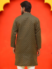 Jacquard Silk Straight Kurtas ( KO 5211 Olive ) [FF] [K-4]