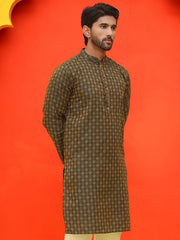Jacquard Silk Straight Kurtas ( KO 5211 Olive ) [FF] [K-4]