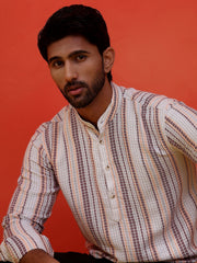 Striped Cotton short Kurtas ( KO 5214 Purple ) [FF] [J-4]