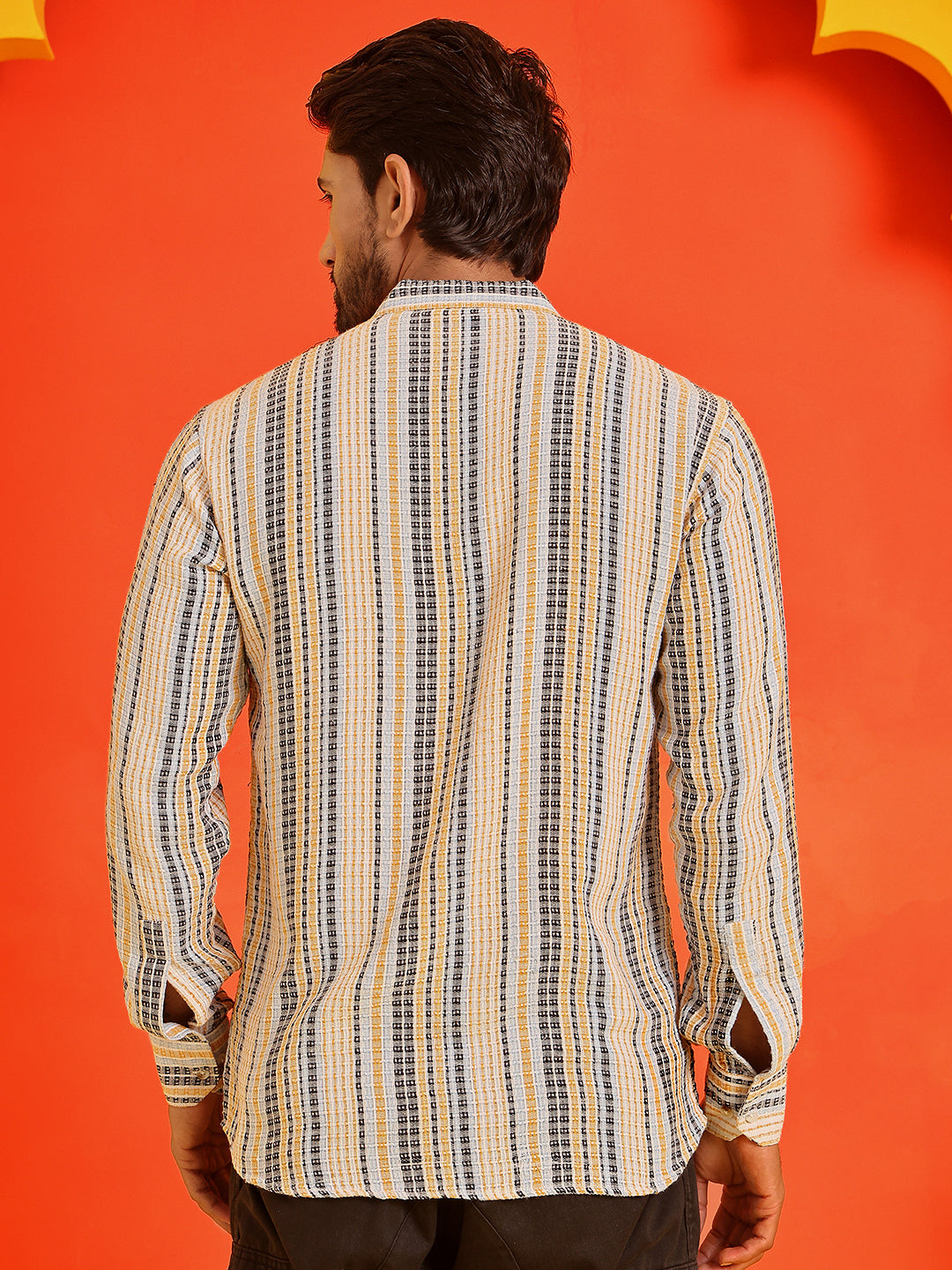 DesiQlo Men Striped Kurta Only - Yellow - KO_5214Yellow_S