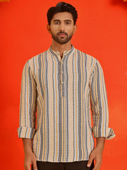 Striped Cotton short Kurtas ( KO 5214 Yellow ) [FF] [J-4]