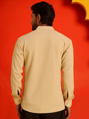 Solid Cotton Blend Short Kurta ( KO 5215 Beige ) [FF] [D-8-9]