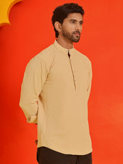Solid Cotton Blend Short Kurta ( KO 5215 Beige ) [FF] [D-8-9]
