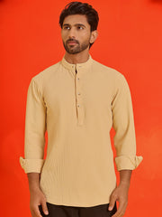 Solid Cotton Blend Short Kurta ( KO 5215 Beige ) [FF] [D-8-9]